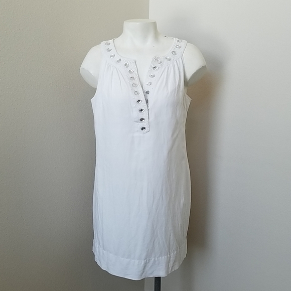 New York & Company Dresses & Skirts - NY & Co White Beaded Sleeveless Sundress